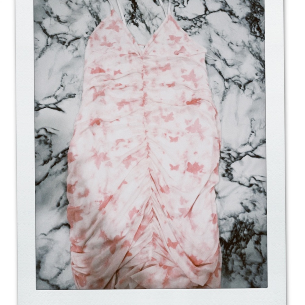 PLT X Saweetie Collaboration Pink Butterfly Dress